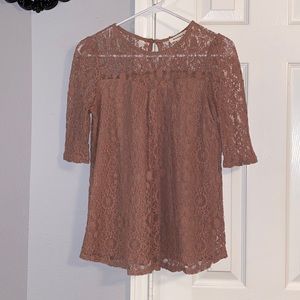 Tan/Mauve Lace Blouse